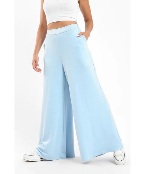 Carina Solid Flare Pants For Women - Light Blue