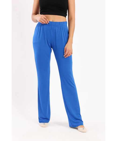 Carina Solid Straight Pants For Women - Blue