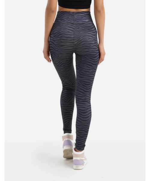 Carina Zebra Printed Cotton Legging Pants For Women - Grey Black