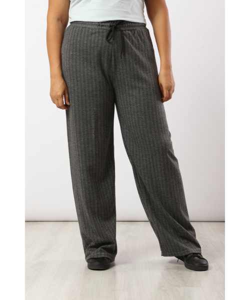 Cloth trousers with a ribbed texture - dark grey