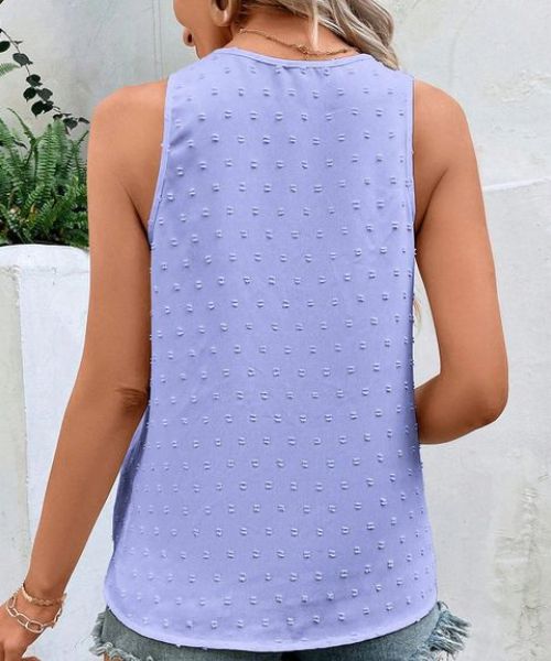 Shein Decorated Blouse Sleeveless V Neck For Women - Light Purple