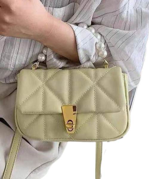 Quilted Flap Shoulder Bag Faux Leather For Women 20X12 Cm - Mint Green