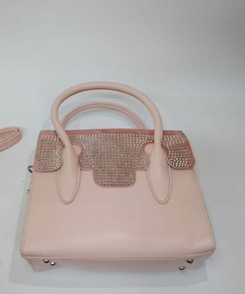 Decorated Shoulder Bag Faux Leather With Hand For Women 23X18 Cm - Rose