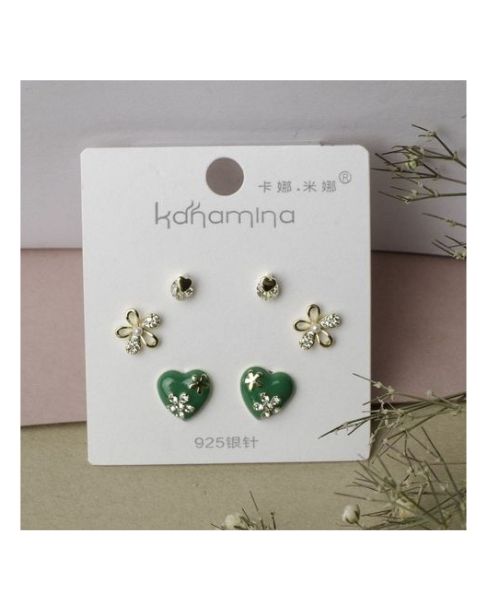 Stainless Steel Earring Shape For Women 3Pieces - Multi Color