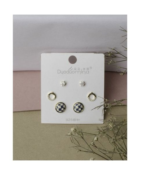 Stainless Steel Earring For Women 3Pieces - Multi Color
