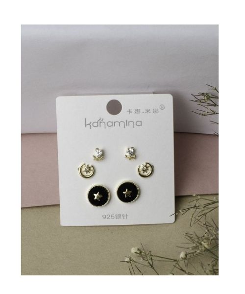 Stainless Steel Earring For Women 3Pieces - Multi Color