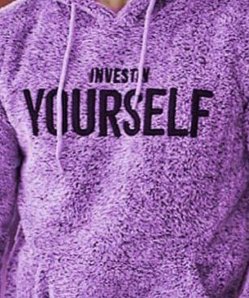 Printed Fur Hoodie With Pockets Full Sleeve For Men - Purple