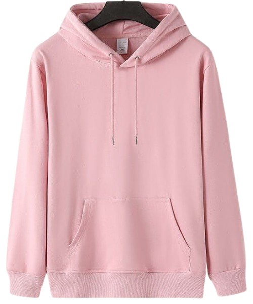 Solid Hoodie With Pockets Full Sleeve For Men - Rose