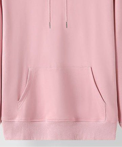 Solid Hoodie With Pockets Full Sleeve For Men - Rose
