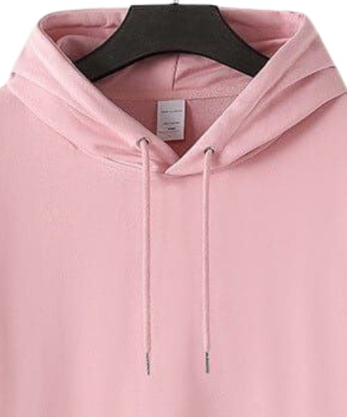 Solid Hoodie With Pockets Full Sleeve For Men - Rose