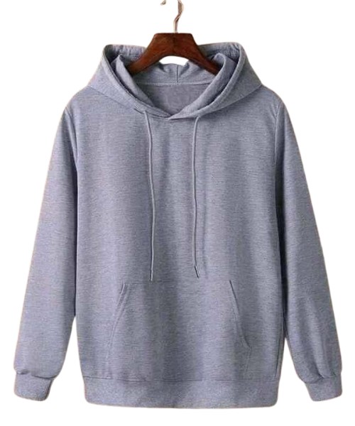 Solid Hoodie With Pockets Full Sleeve For Men - Grey