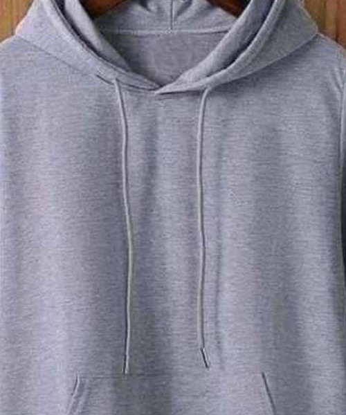 Solid Hoodie With Pockets Full Sleeve For Men - Grey