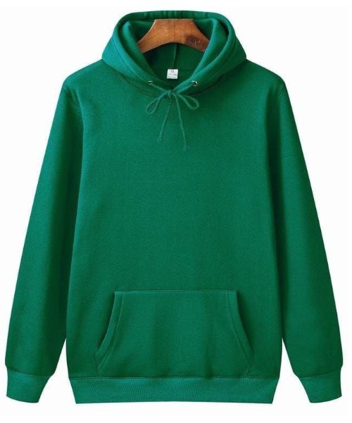 Solid Hoodie With Pockets Full Sleeve For Men - Green