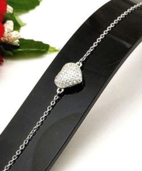 Italian Silver 925 Bracelet Heart Shape 4.55 Grams For Women - Silver