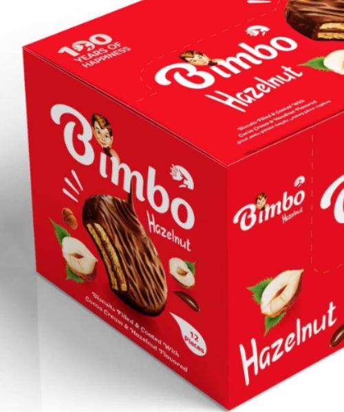 Corona  Bimbo  Chocolate&Hazelnut Biscuits Box 12 Pouches - 31 Gm