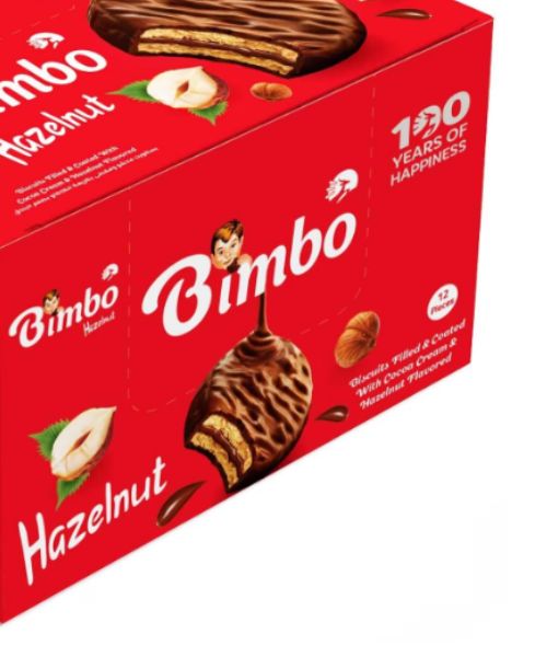 Corona  Bimbo  Chocolate&Hazelnut Biscuits Box 12 Pouches - 31 Gm