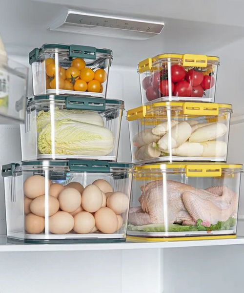 Acrylic Food Storage Container Set With Airtight Lid 3 Pieces - Transparent