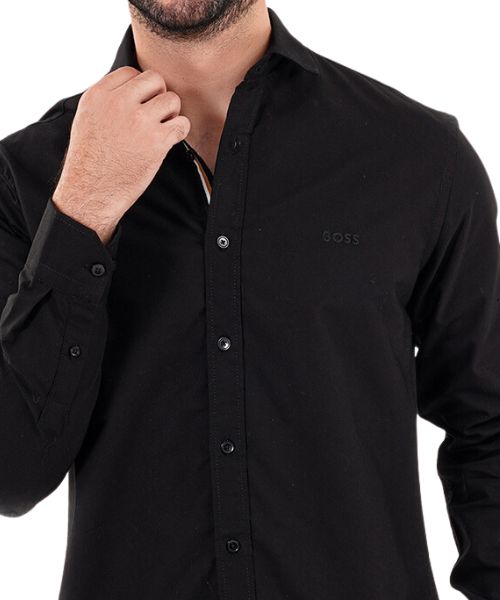 Solid Cotton Shirt Full Sleeve With Neck And Buttons For Men - Black