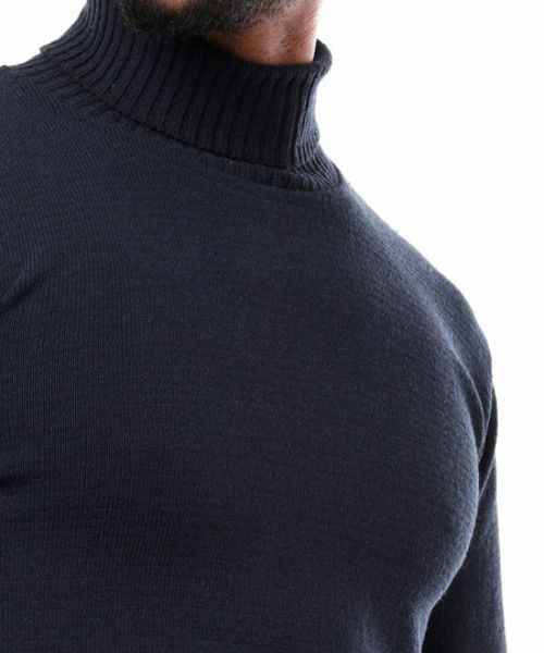 Andora Knitted Pullover Full Sleeve High Neck For Men - Navy