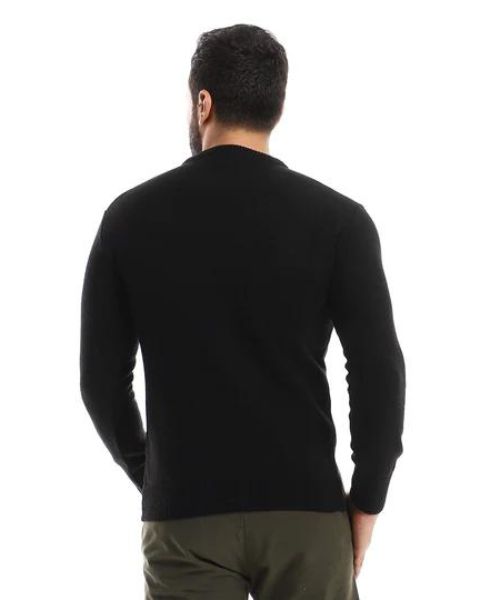 Andora Solid Pullover Full Sleeve Round Neck For Men - Black