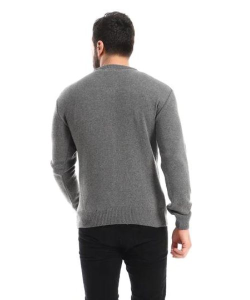 Andora Knitted Pullover Full Sleeve V Neck For Men - Grey