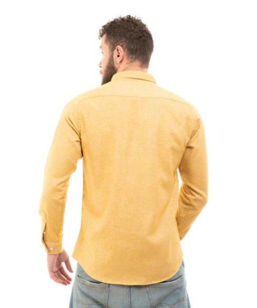Andora Solid Cotton Shirt Full Sleeve With Neck And Buttons For Men - Yellow