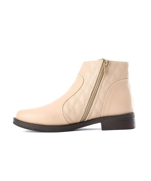 XO Style Solid Half Boot Faux Leather For Women - Beige