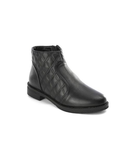 JB Collection Mid Heel Leather Casual Half Boot With Buckle Above