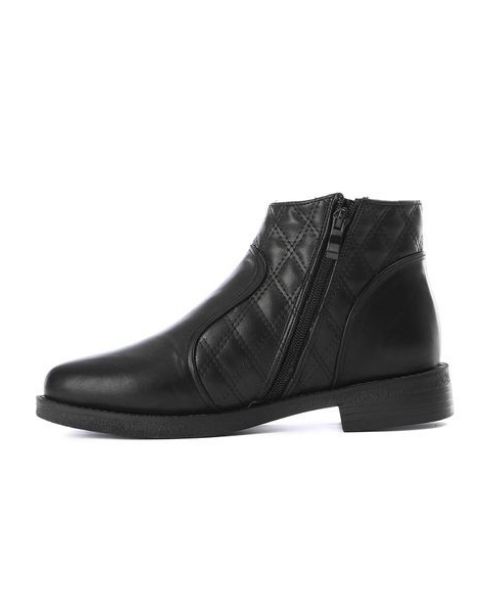 XO Style Solid Half Boot Faux Leather For Women - Black