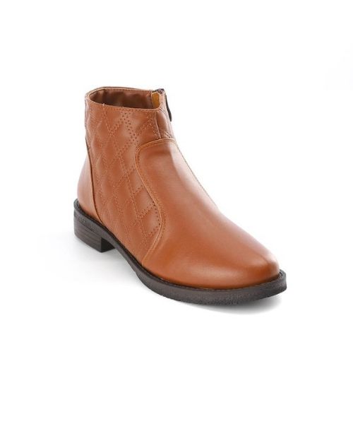 XO Style Solid Half Boot Faux Leather For Women - Havana