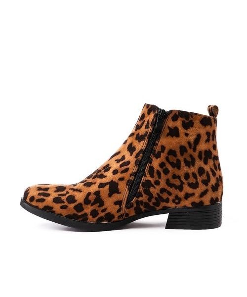 XO Style Tiger Printed Half Boot Shamoa For Women - Brown Beige