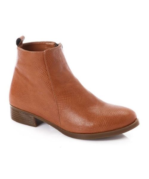 XO Style Patterned Half Boot Faux Leather For Women - Havana