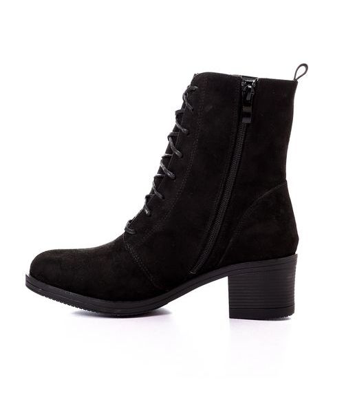 XO Style Solid Half Boot Shamoa With Lace Up For Women - Black