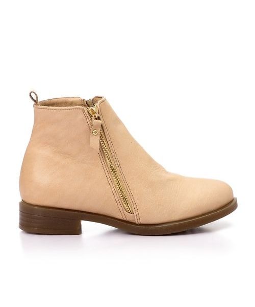XO Style Solid Half Boot Faux Leather For Women - Beige