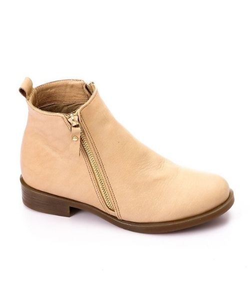 XO Style Solid Half Boot Faux Leather For Women - Beige