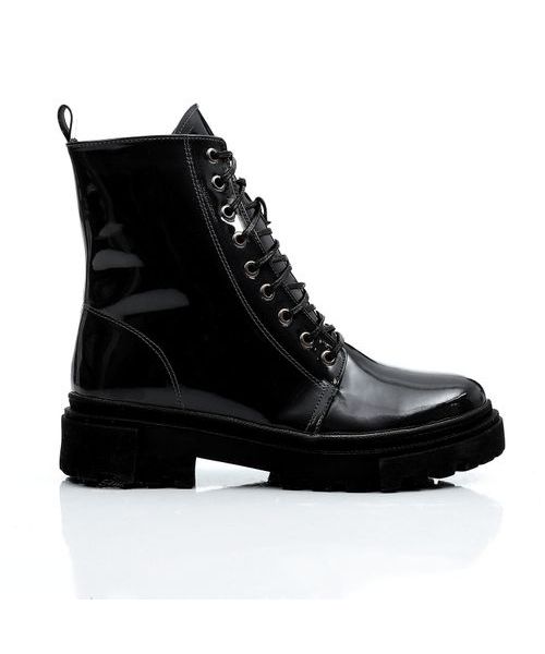 XO Style Solid Half Boot Faux Leather For Women -Black