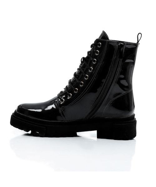 XO Style Solid Half Boot Faux Leather For Women -Black