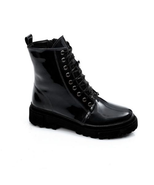 XO Style Solid Half Boot Faux Leather For Women -Black