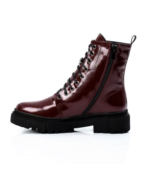 XO Style Solid Half Boot Faux Leather For Women - Dark Red