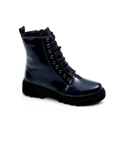 XO Style Solid Half Boot Faux Leather For Women - Navy