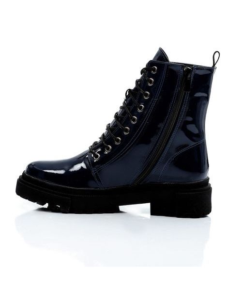 XO Style Solid Half Boot Faux Leather For Women - Navy