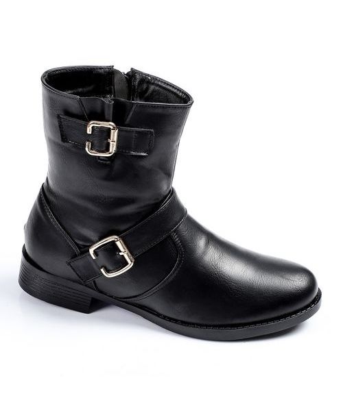 XO Style Solid Half Boot Faux Leather For Women - Black