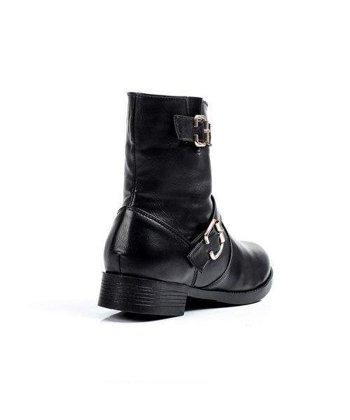 XO Style Solid Half Boot Faux Leather For Women - Black