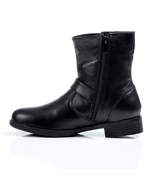 XO Style Solid Half Boot Faux Leather For Women - Black