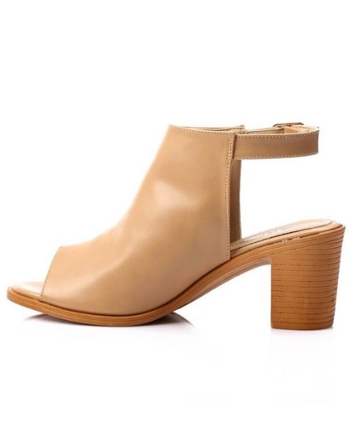 XO Style Faux Leather Heel Sandal For Women - Beige