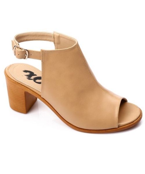 XO Style Faux Leather Heel Sandal For Women - Beige