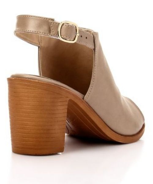 XO Style Faux Leather Heel Sandal For Women - Cafe