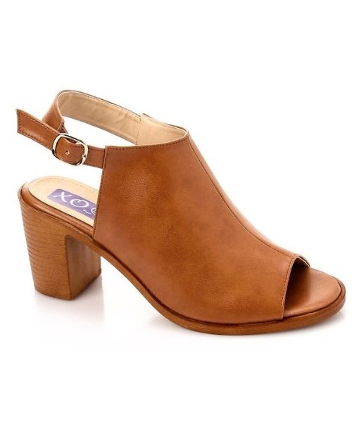 XO Style Faux Leather Heel Sandal For Women - Havana