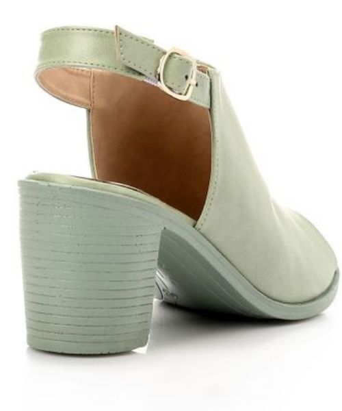 XO Style Faux Leather Heel Sandal For Women - Light Green