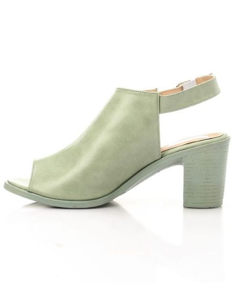 XO Style Faux Leather Heel Sandal For Women - Light Green